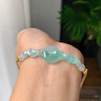 金包银镶冰种飘绿平安扣手链（yc220702）