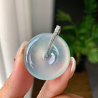 18k金钻镶冰种带底色平安扣吊坠（yc245081）