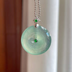 18k金扣冰种晴底翡翠平安扣（yc269045）