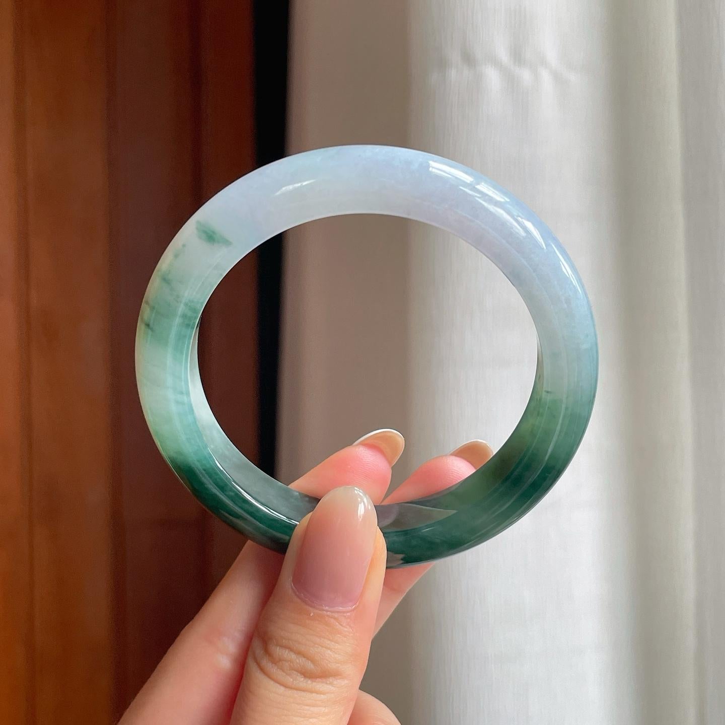 糯冰半山半水翡翠平安镯（54.2mm)（yc374242）