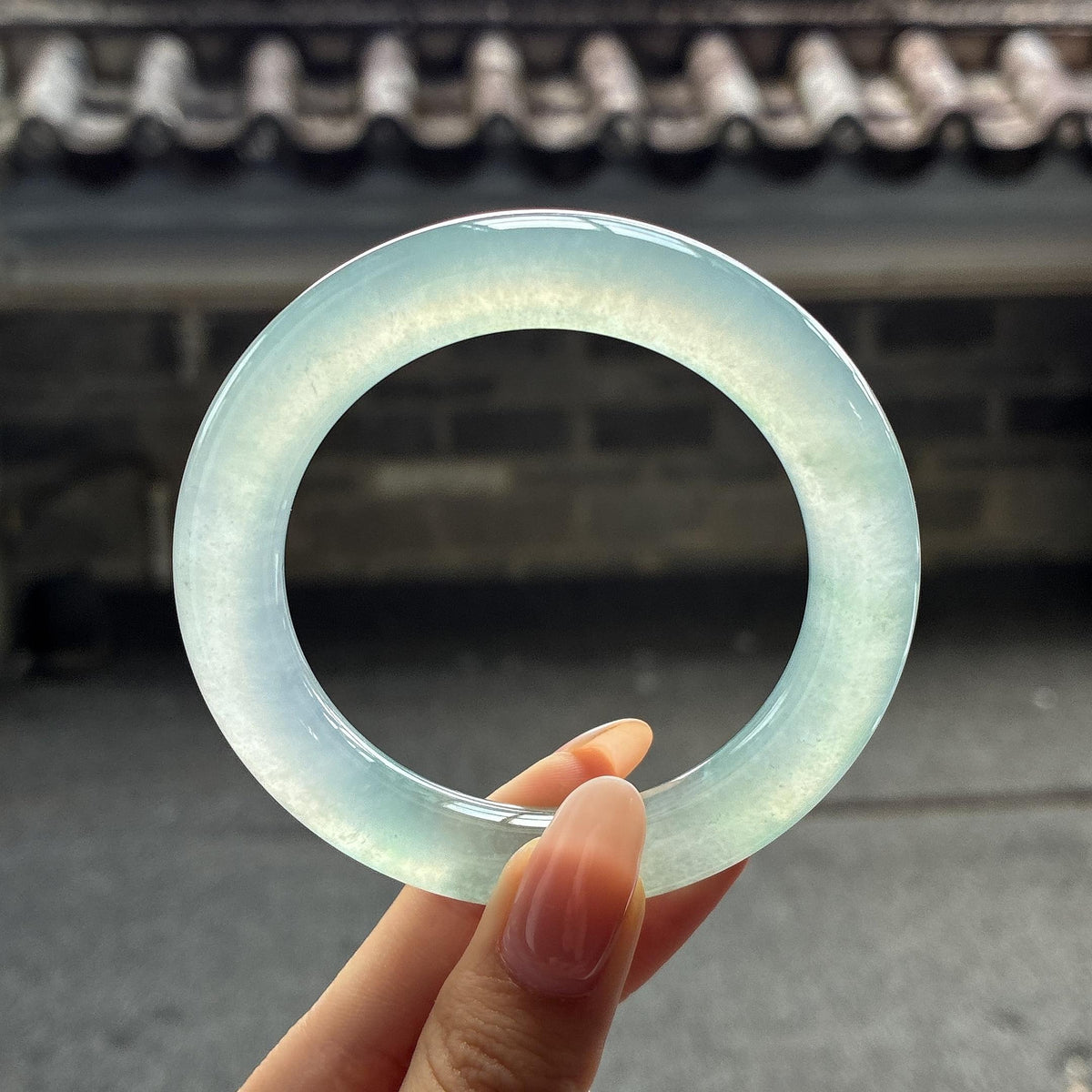 小圈口 冰种晴底圆条手镯 53圈（yc759441）
