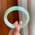 糯冰白底青翡翠平安镯（54.4mm)（yc366100）