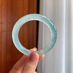 冰种飘花翡翠圆条手镯（52mm）（yc284624）