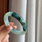 糯冰带色翡翠平安镯（58mm）（yc310297）