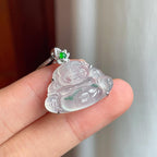 18k金镶冰种飘花翡翠佛公（yc247658）
