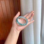 冰种飘花翡翠平安镯（54.5mm）（yc400154）