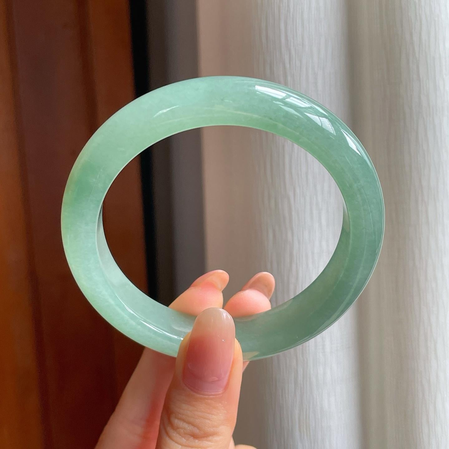 冰种湖水绿翡翠平安镯（57mm）（yc358330）
