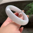 小圈口 细糯种飘淡绿花贵妃手镯 53.5圈口 天然缅甸A货翡翠（yc375008）