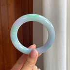 糯冰春彩翡翠圆条手镯（58.4mm)（yc380048）