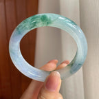 冰种飘花翡翠平安镯（53.8mm)（yc363436）