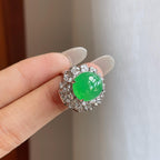 18k金钻镶糯冰果绿翡翠蛋面（yc265200）