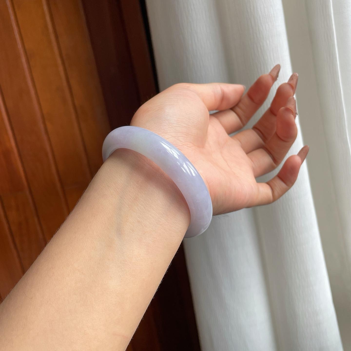 细糯冰紫罗兰翡翠平安镯（56.8mm）（yc185597）