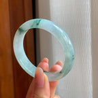 冰种飘花翡翠平安镯（53.3mm)（yc348901）