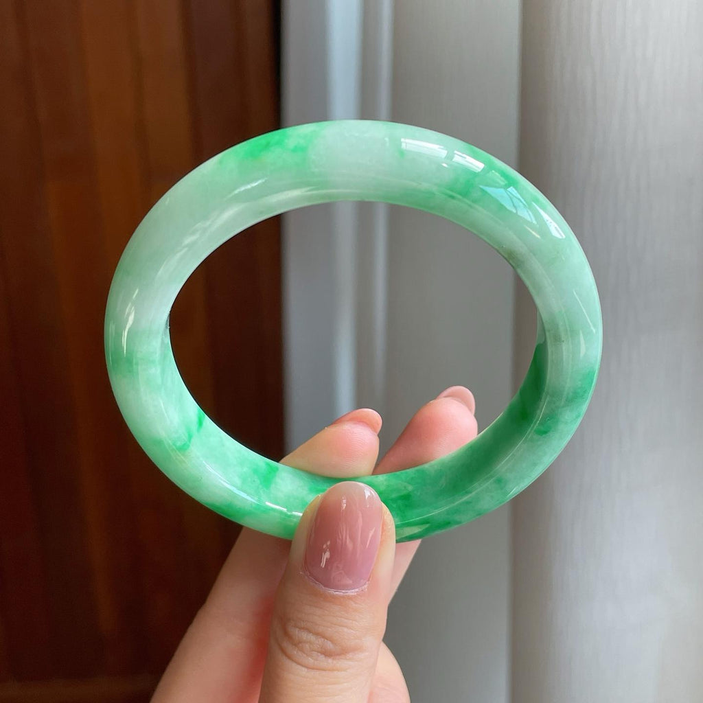 糯冰飘花翡翠平安镯（57.3mm）（yc323830）