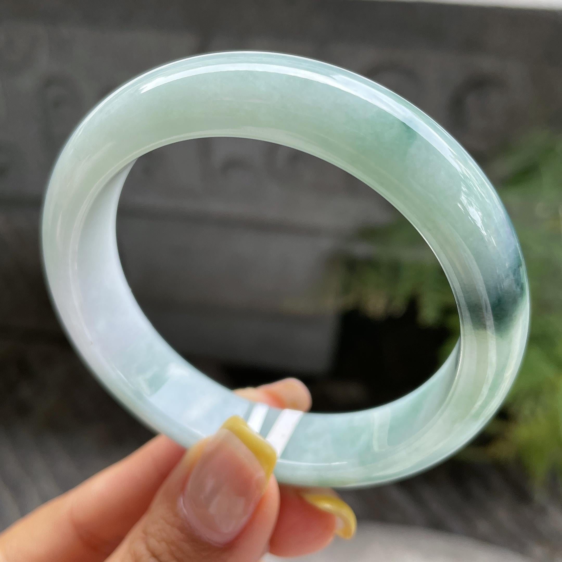 细糯种飘花正圈平安镯56圈       天然缅甸A货翡翠（yc387393）