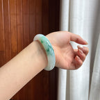 细糯种飘花正圈平安镯 56圈 天然缅甸A货翡翠（yc454404）