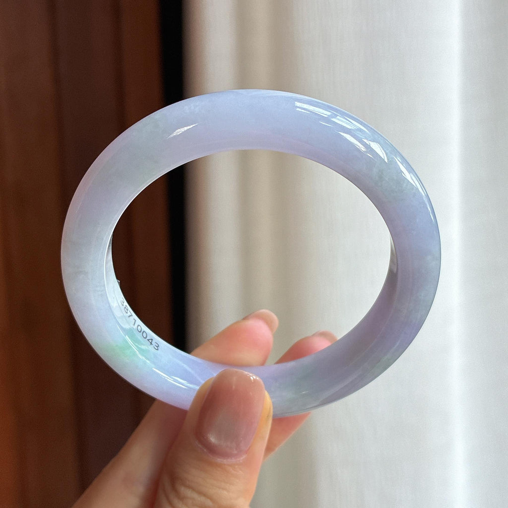 糯冰淡春底翡翠平安镯（53mm)（yc422979）