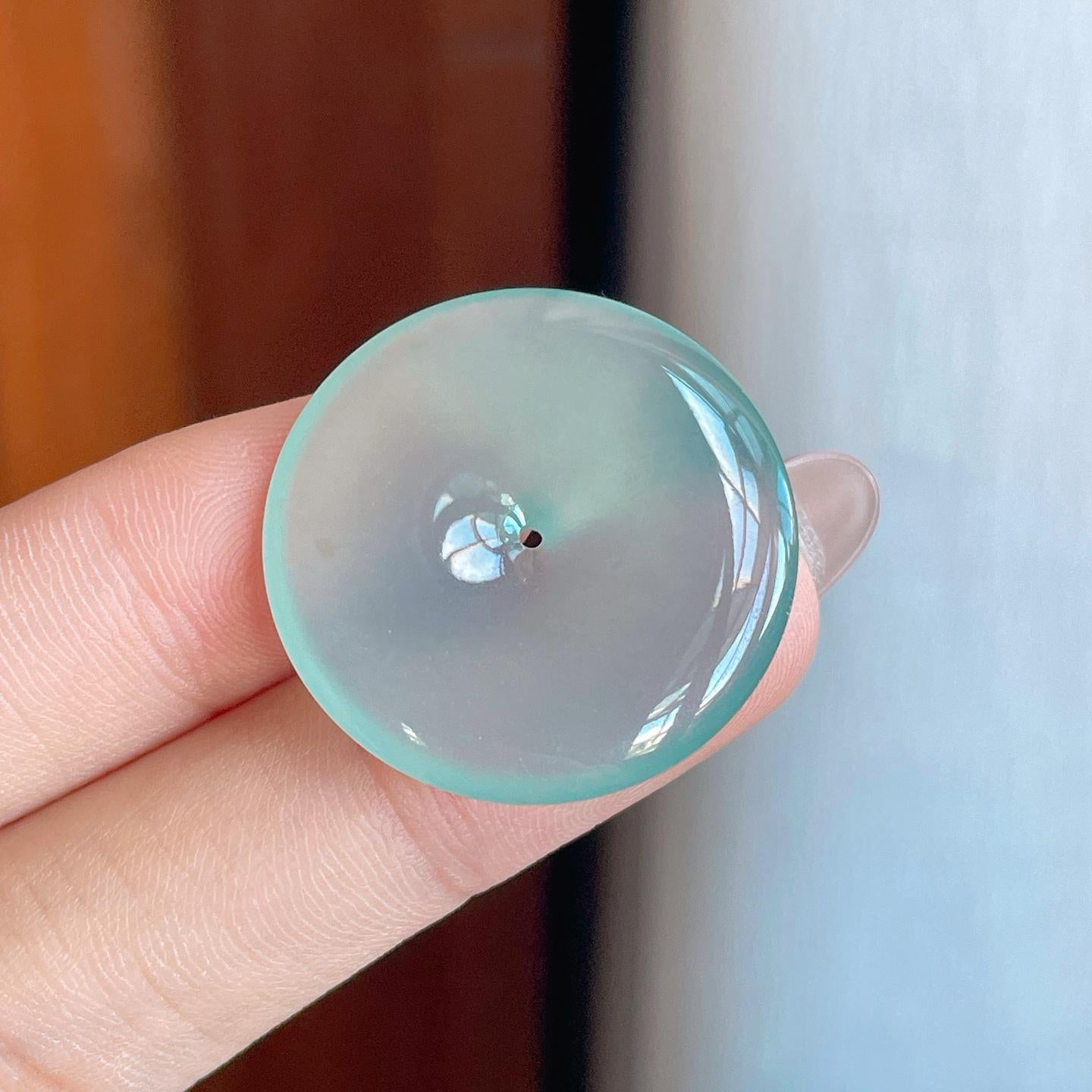 冰种蓝底翡翠平安扣（yc242739）