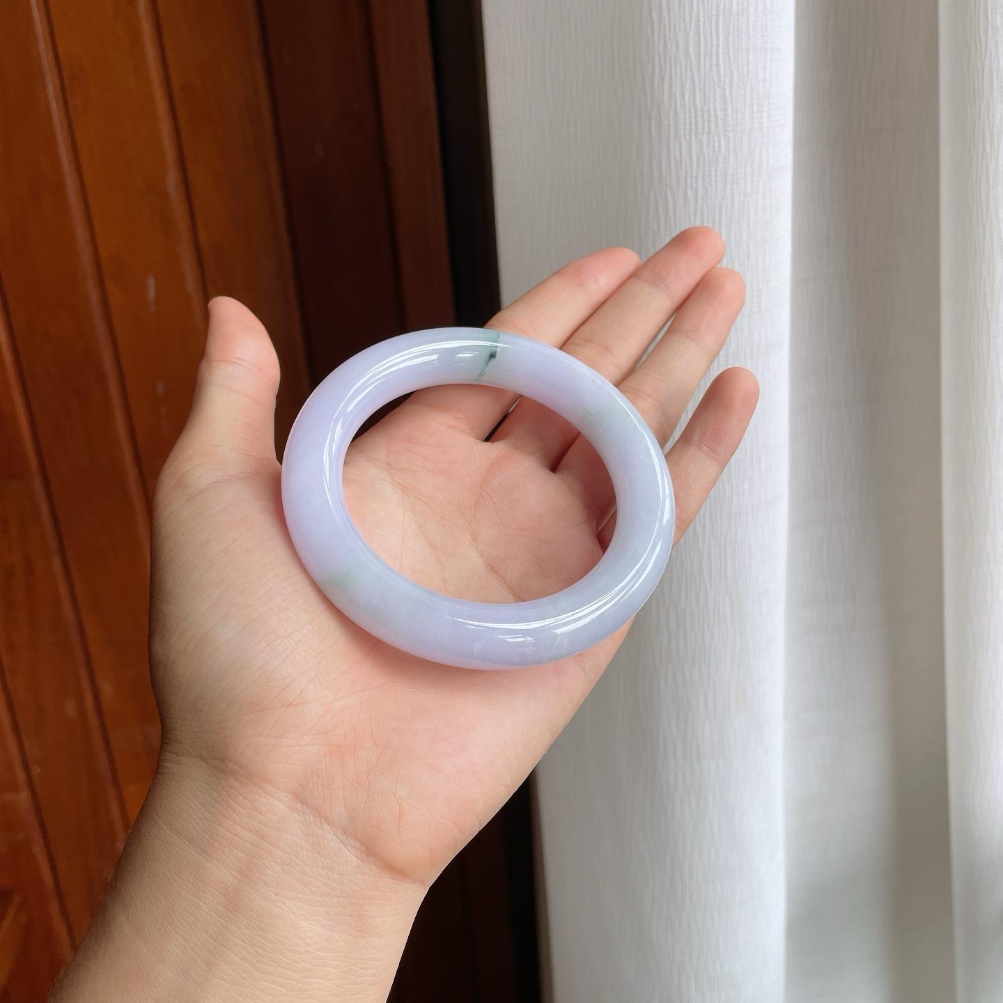 糯冰紫罗兰飘花翡翠圆条手镯（58mm）（yc221932）