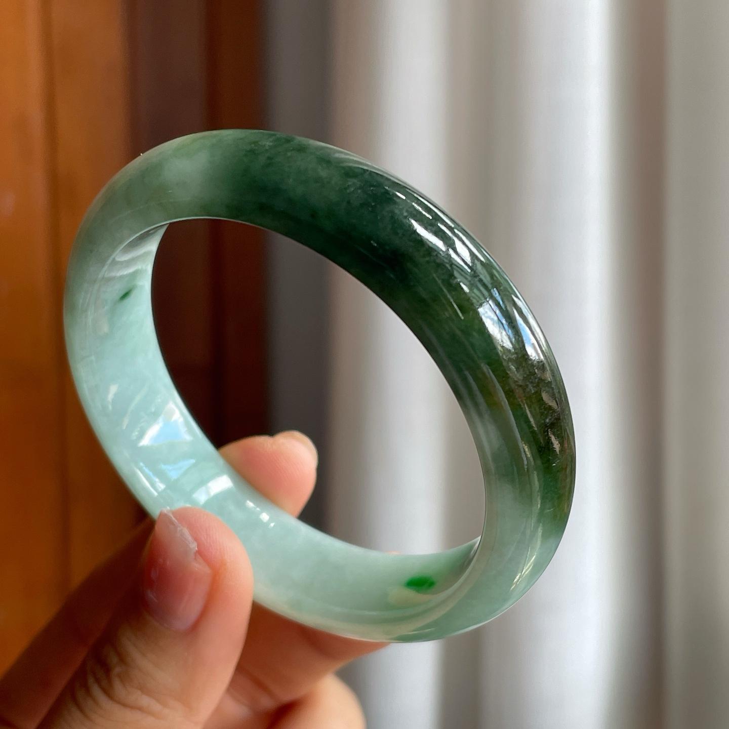 糯冰半山半水翡翠平安镯（55.5mm）（yc215238）