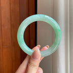 糯冰带色翡翠圆条手镯(55mm)（yc374177）
