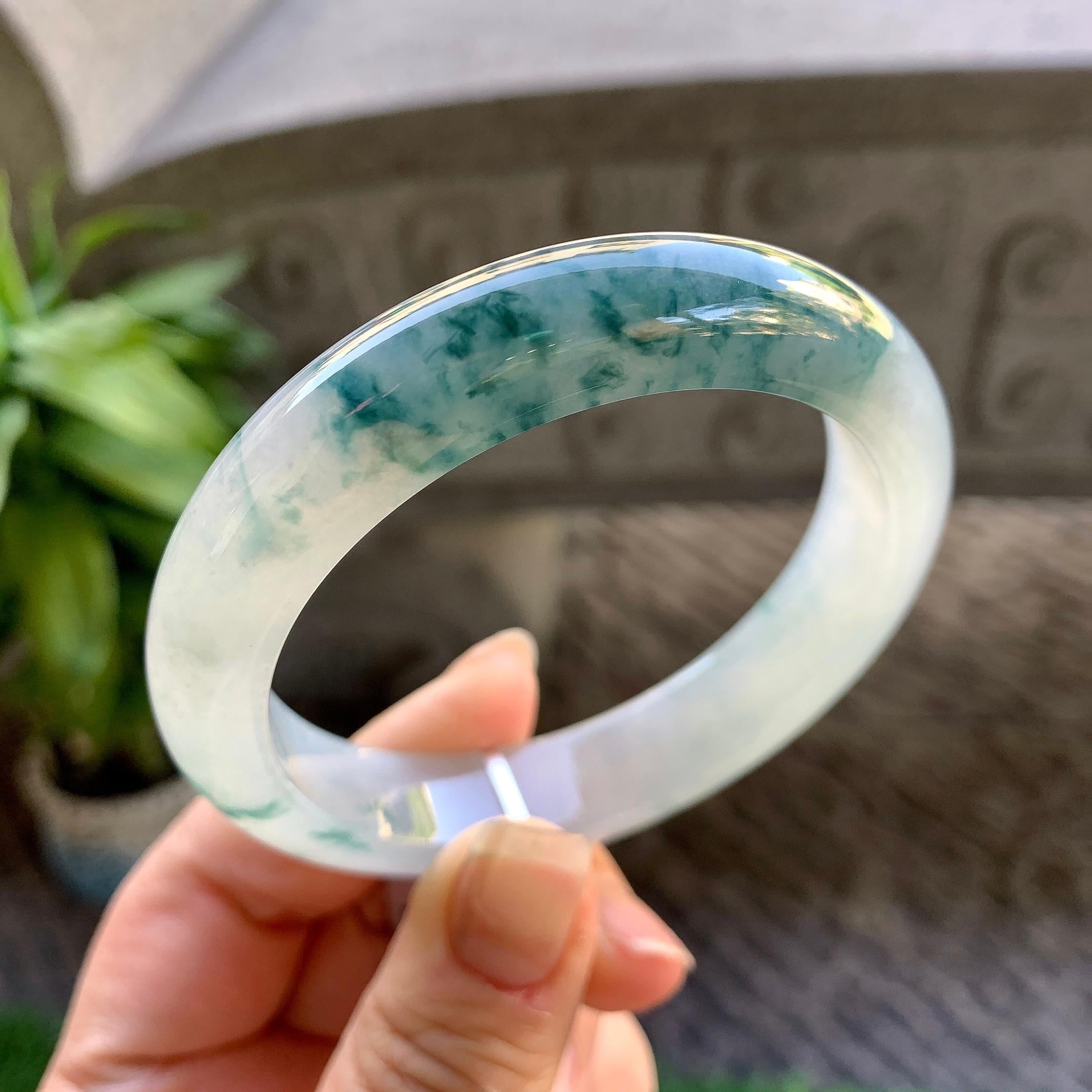 糯冰种飘花平安镯（55.6mm）（yc307322）