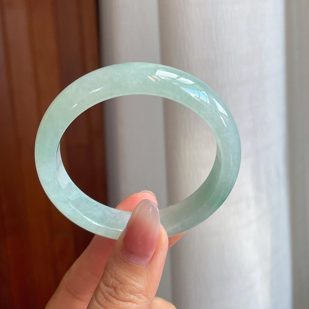 糯冰种晴底翡翠平安镯（53mm)（yc316582）