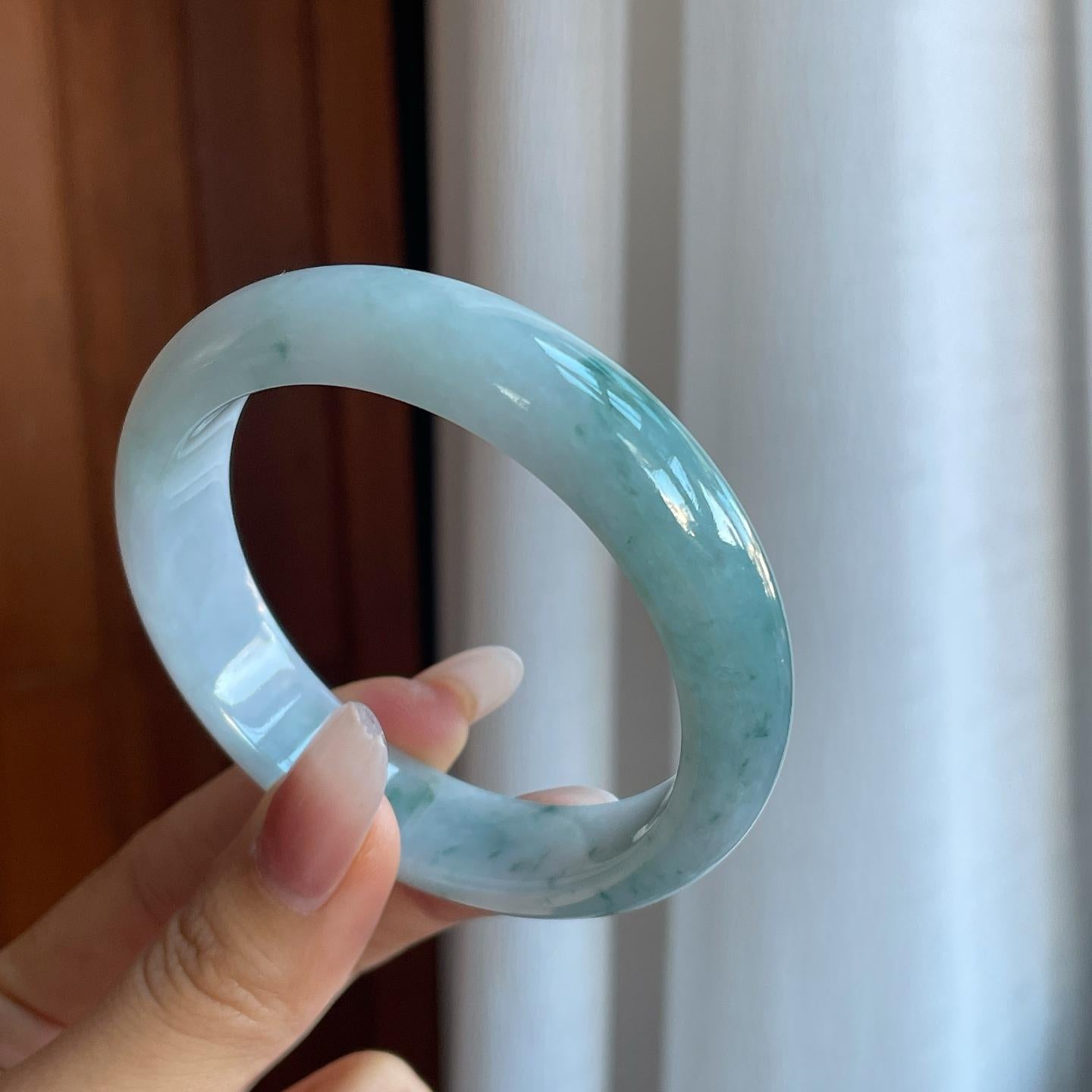 糯冰飘花翡翠平安镯（58.6mm）（yc266507）