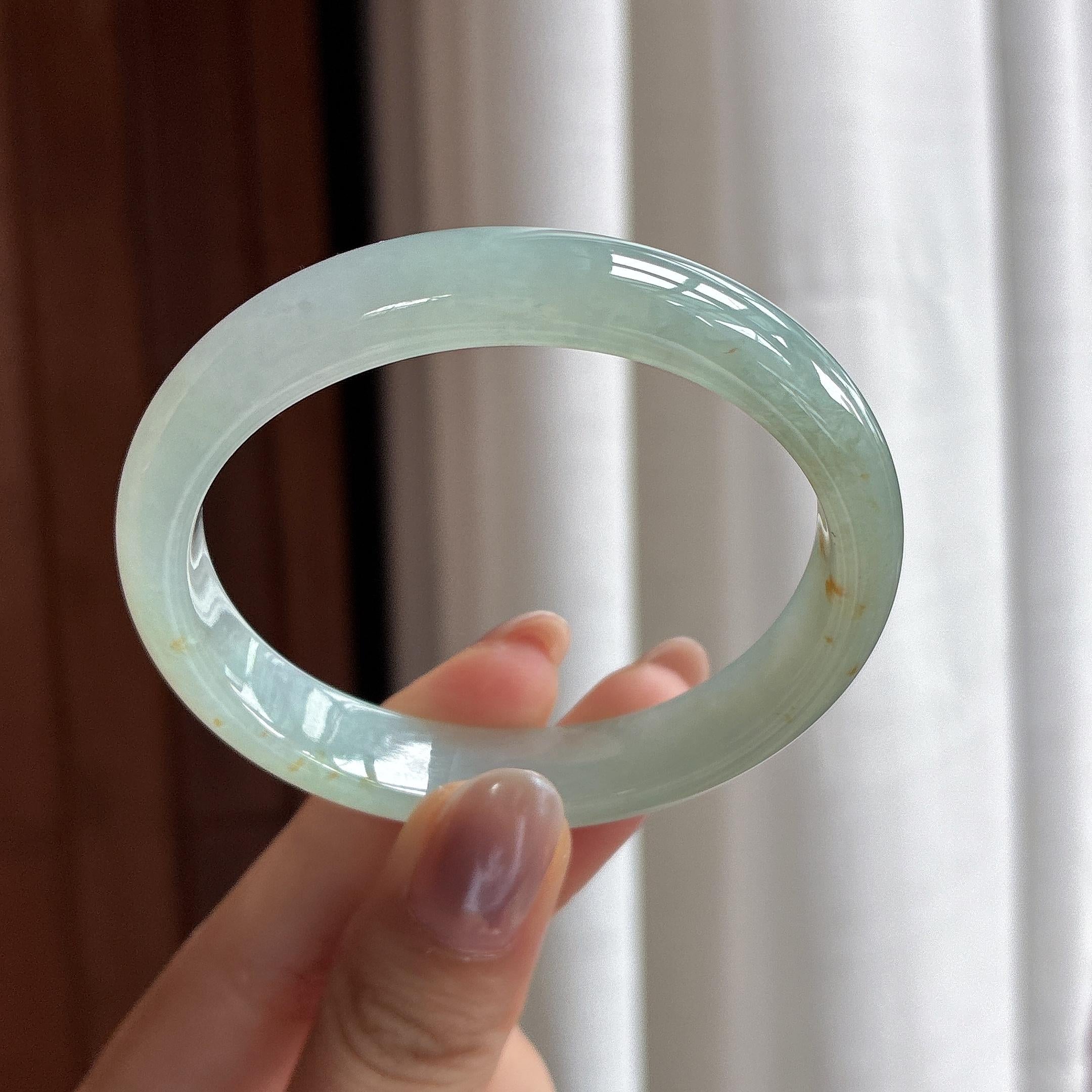 糯冰晴底洒金贵妃镯 53圈 天然缅甸A货翡翠（yc530511）