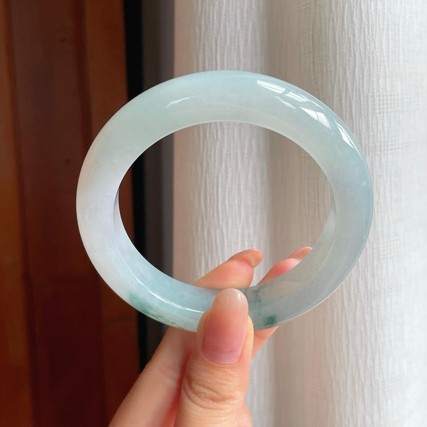 糯冰飘花翡翠平安镯（58mm）（yc354347）
