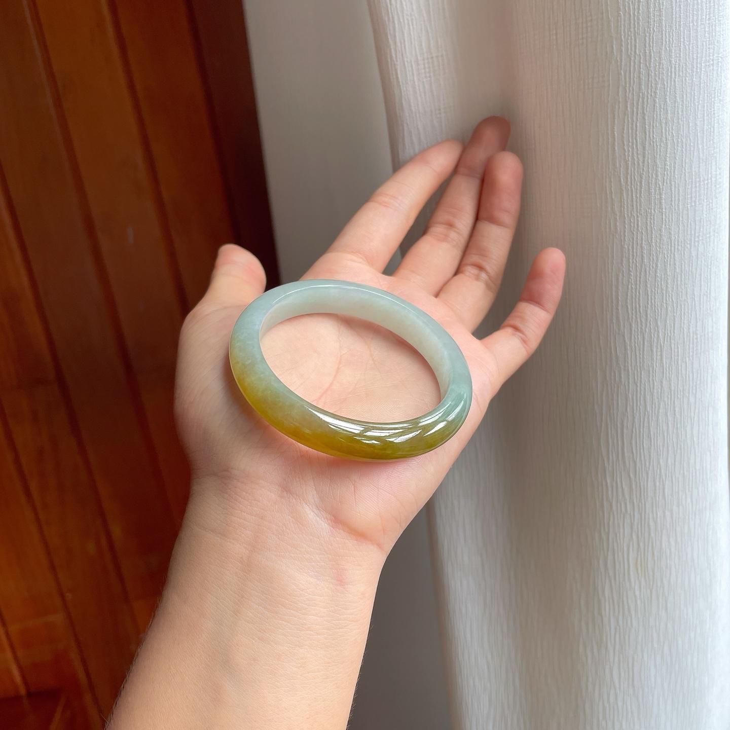 糯冰黄翡翡翠手镯（53.5mm）（yc254046）