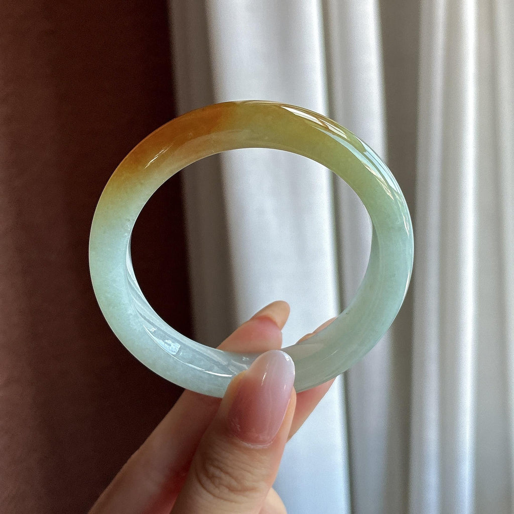 小圈口 糯冰黄翡正圈平安镯 52圈（yc734837）
