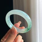 冰种飘花翡翠平安镯（53mm）（yc376721）
