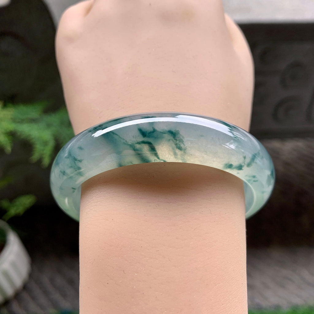 糯冰种飘花小宽版轮胎手镯（58.2mm）（yc252991）