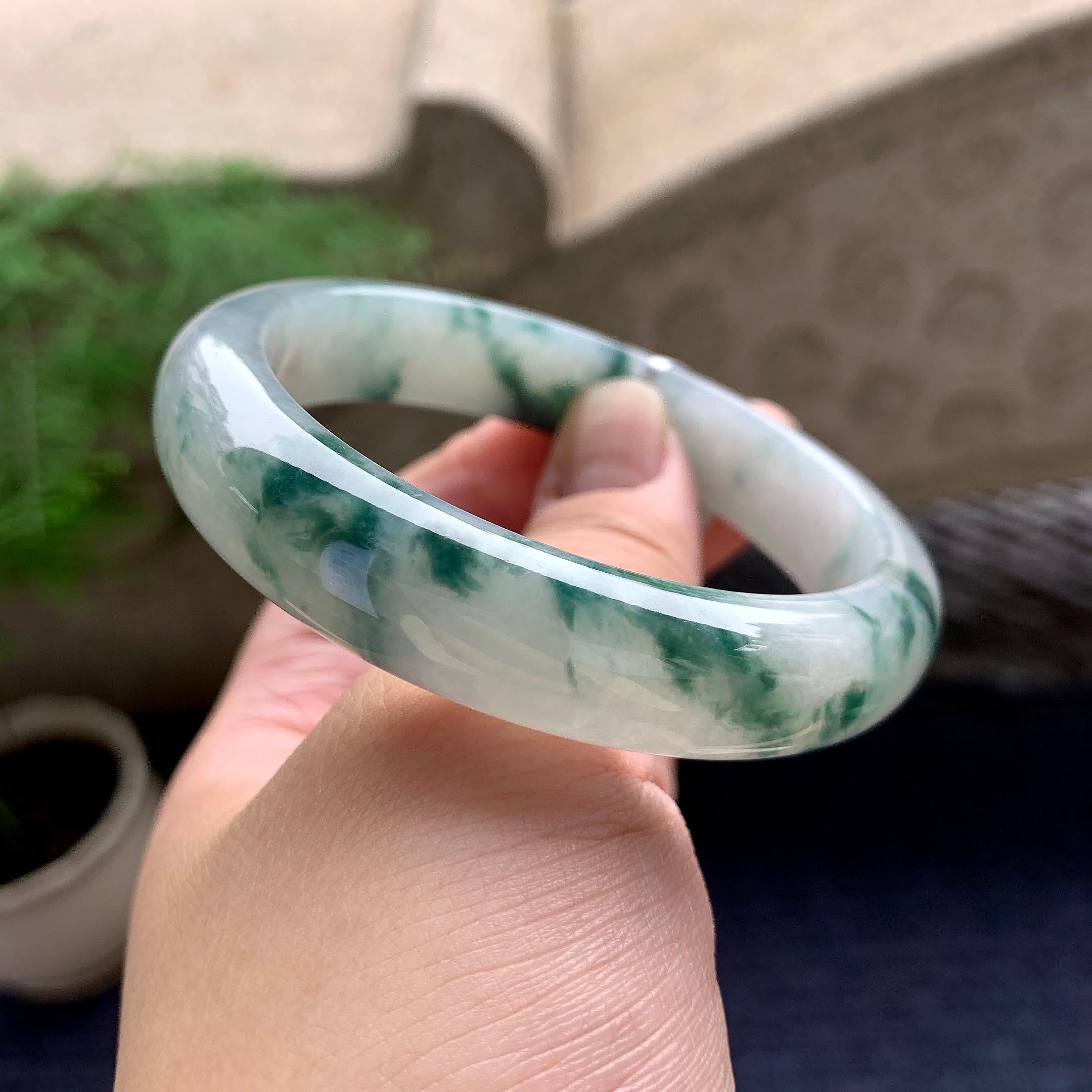 细糯种飘花平安镯（58.2mm）（yc198253）