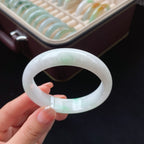 细糯白底青翡翠手镯（57.8mm）（yc017176）