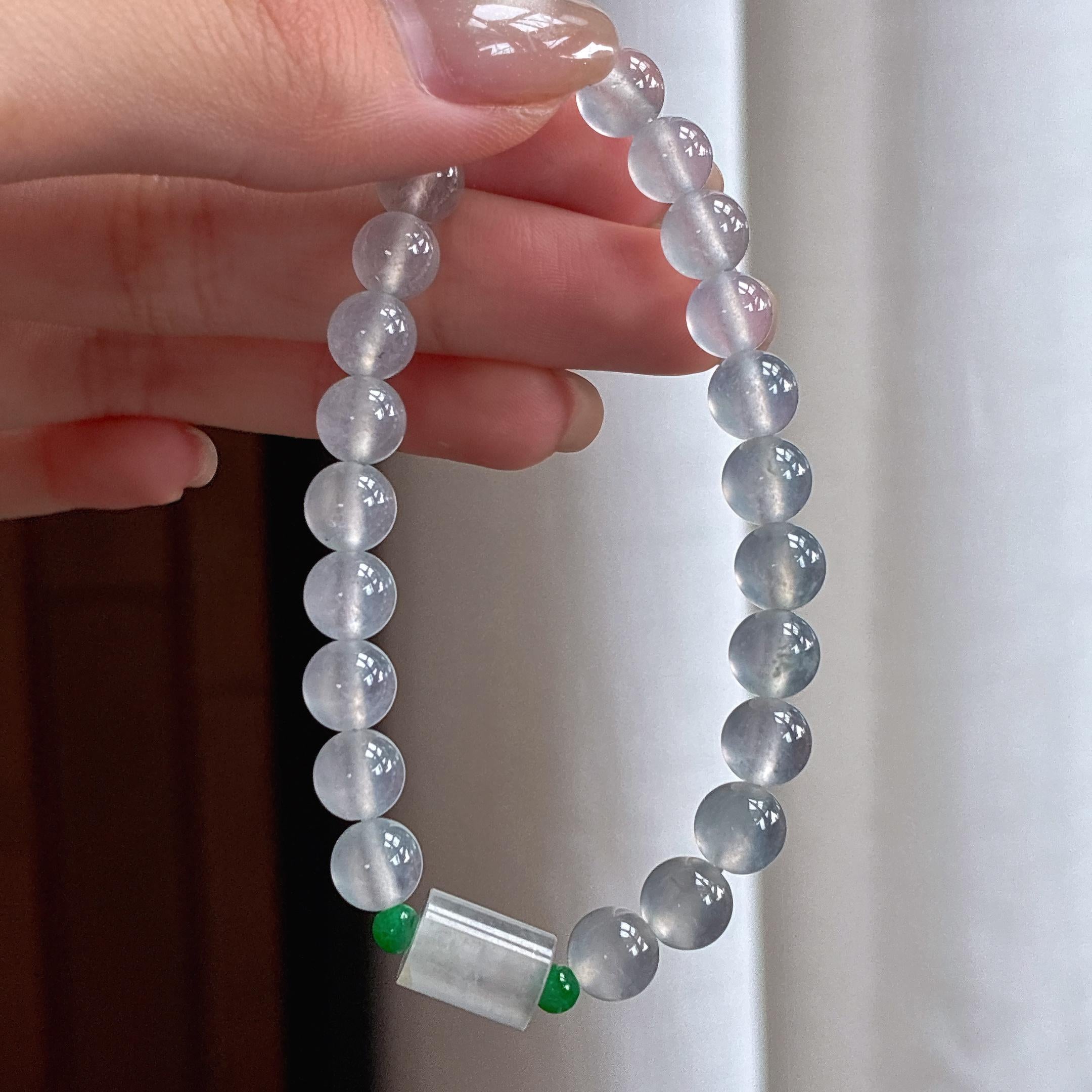 Vòng tay băng chủng không màu Ngọc phỉ thúy tự nhiên Myanmar loại A (yc450386)