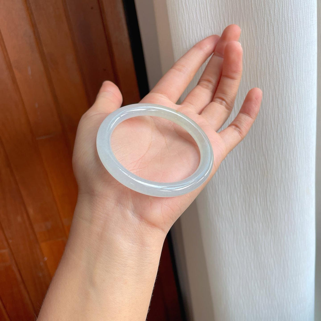 冰种带底色翡翠圆条手镯（54mm）（yc251042）