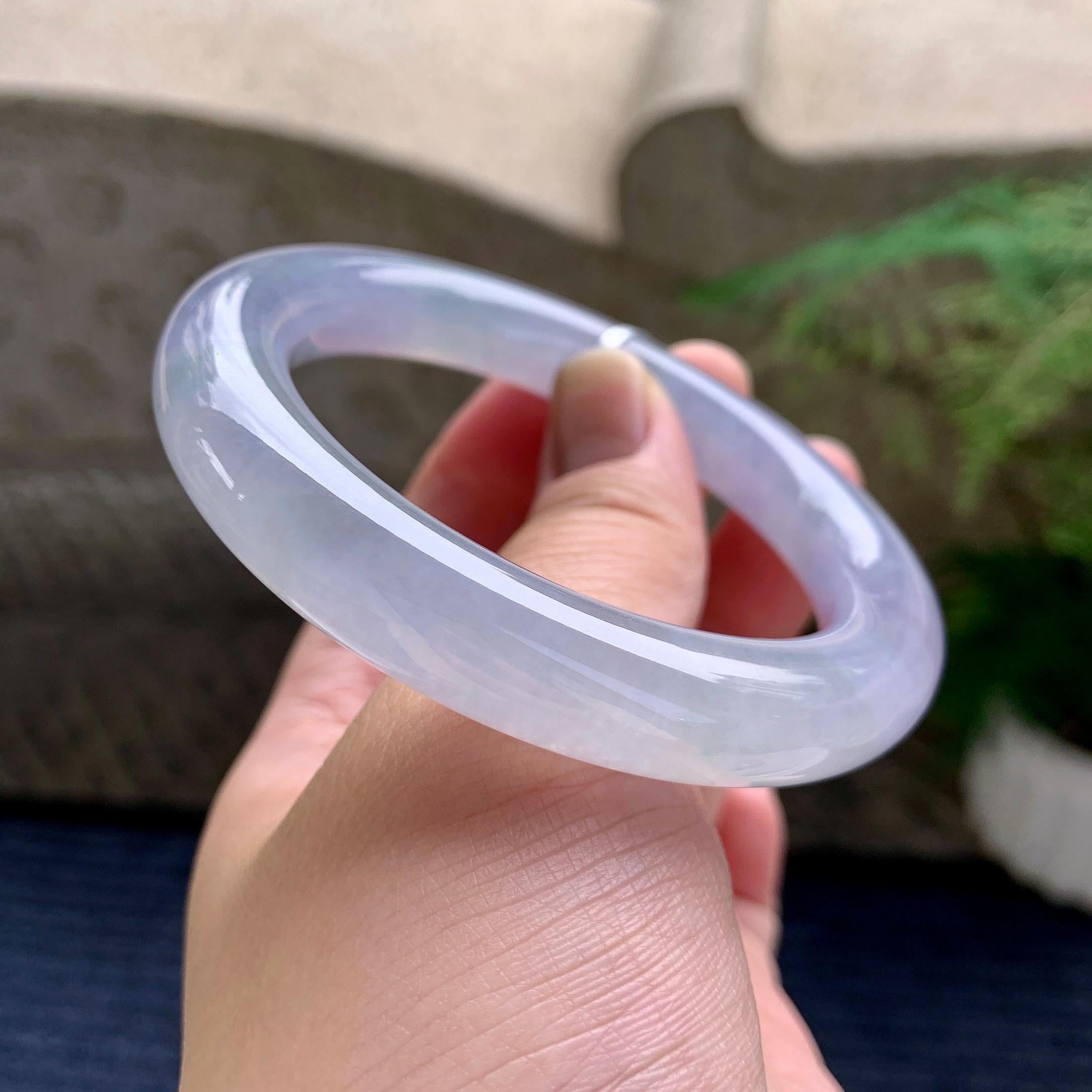 糯冰种淡紫罗兰平安镯（53.5mm）（yc233918）