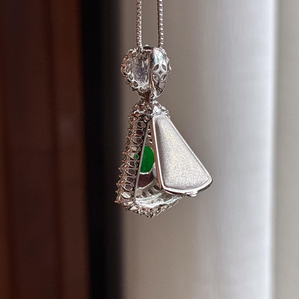 Mặt Bài Vô Sự Mãn Lục Nước Đậm Ngọc Phỉ Thúy A Tự Nhiên Miến Điện Khảm Vàng 18k (yc450418)