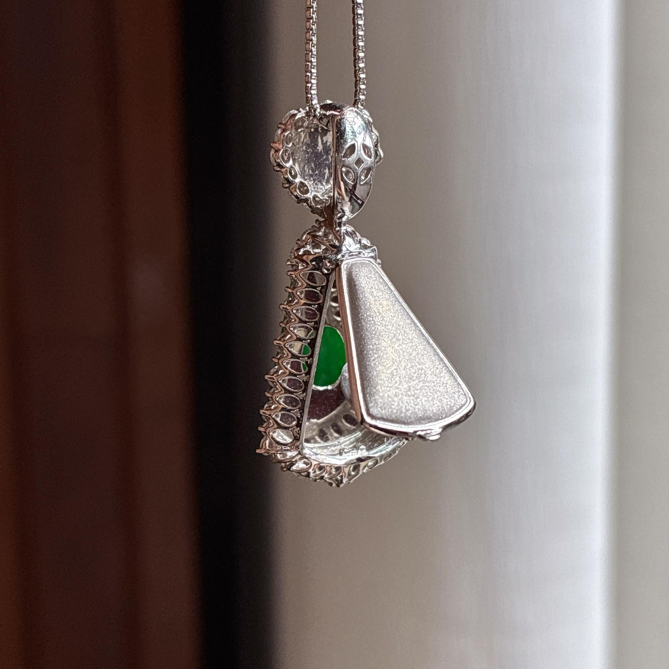 Mặt Bài Vô Sự Mãn Lục Nước Đậm Ngọc Phỉ Thúy A Tự Nhiên Miến Điện Khảm Vàng 18k (yc450418)