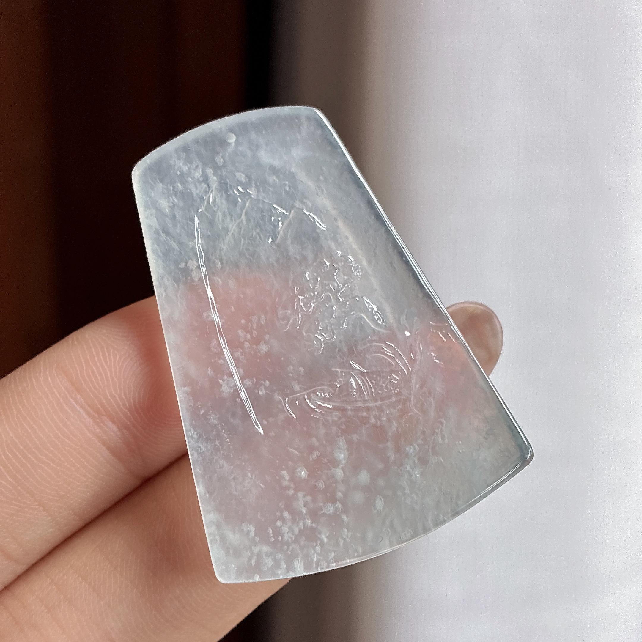 冰玻种无色雪花棉风雪夜归人 天然缅甸A货翡翠（yc456029）