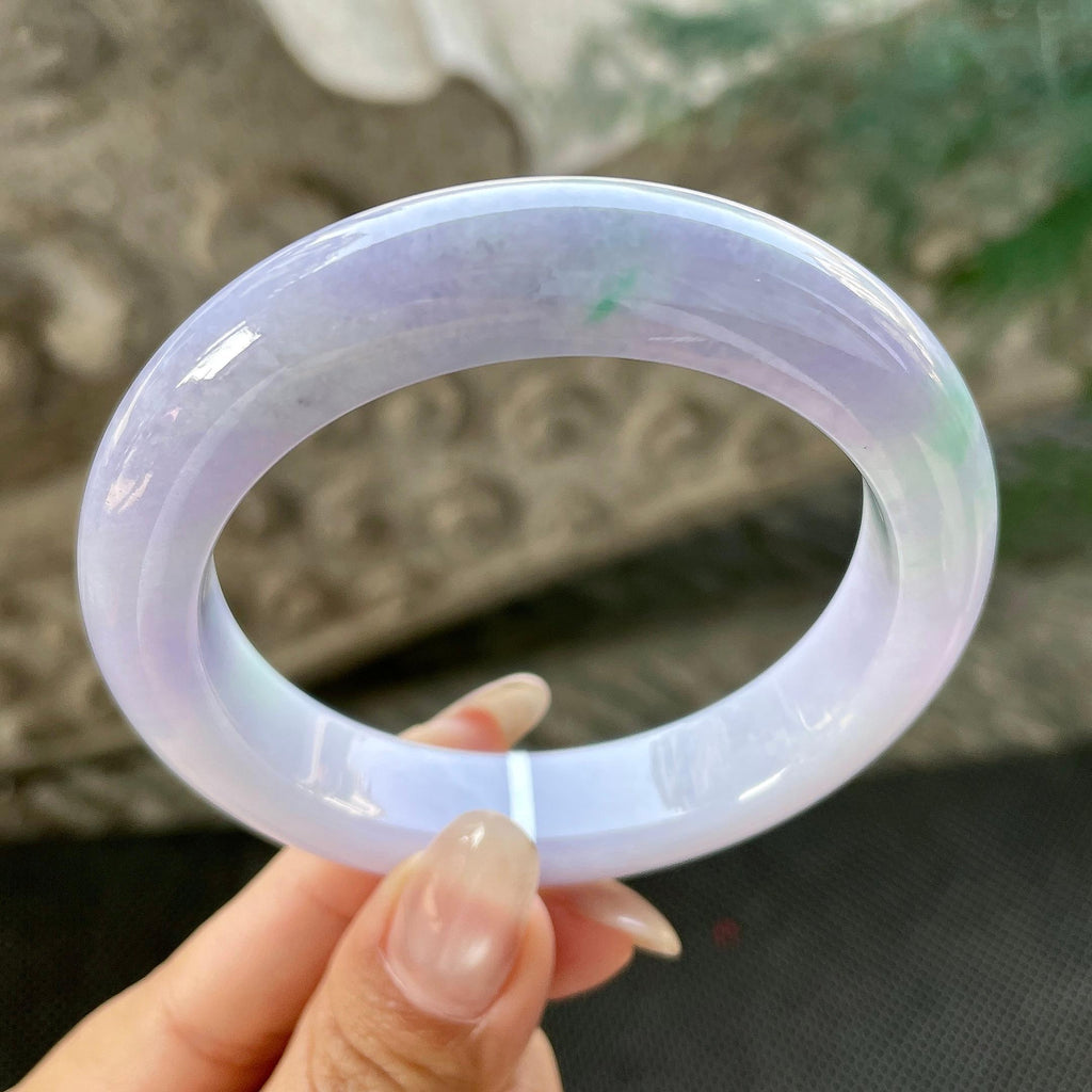 大圈口   细糯种春彩正圈平安镯58圈   天然缅甸A货翡翠（yc348227）