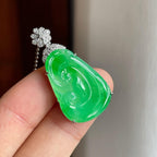 18k金镶糯冰带色翡翠如意（yc251061）