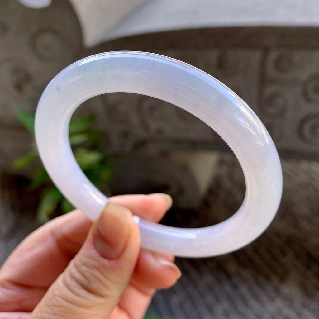 糯冰种淡紫罗兰圆条手镯（55.7mm）（yc307308）