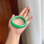 糯种满绿翡翠平安镯（55.8mm）（yc249155）