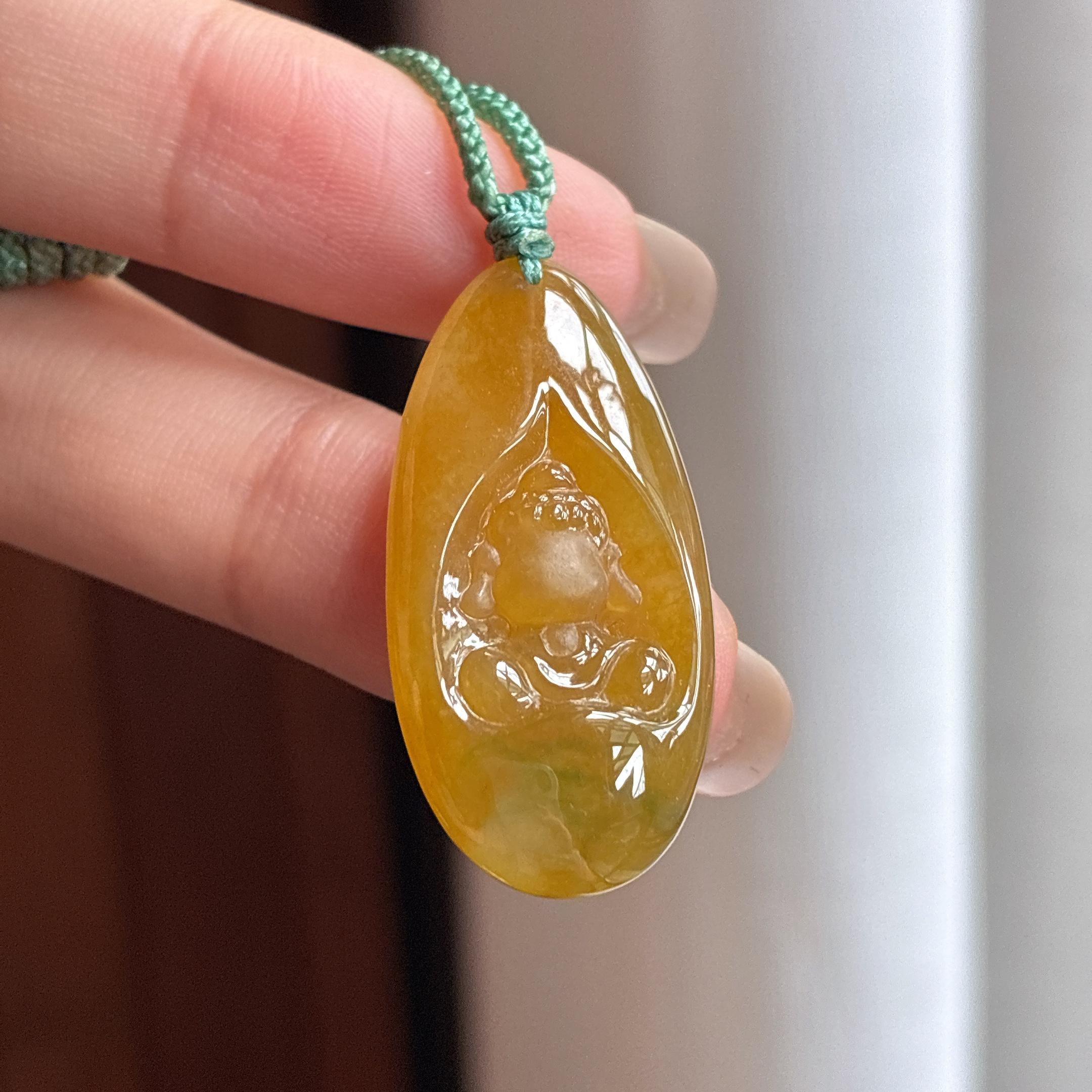 糯冰黄翡宝宝佛 天然缅甸A货翡翠（yc441220）