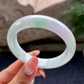 细糯种淡春带彩正圈手镯56圈   天然缅甸A货翡翠（yc441133）
