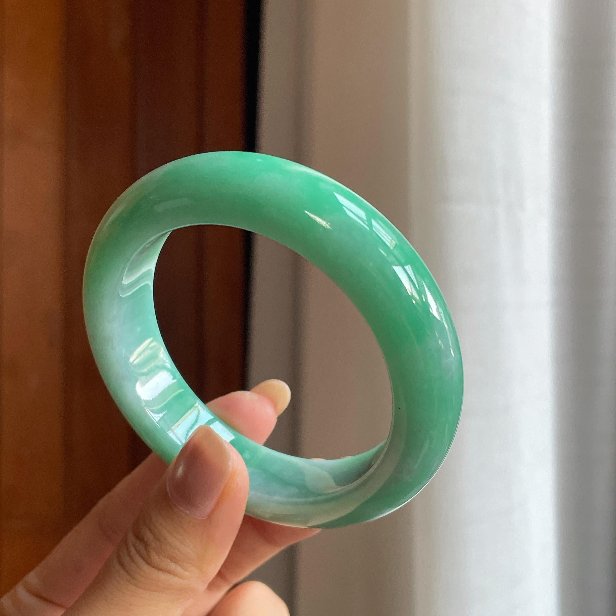 糯冰果绿翡翠平安镯（57.8mm）（yc415356）