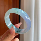 冰种飘花带紫翡翠宽版手镯（56.6mm）（yc356494）